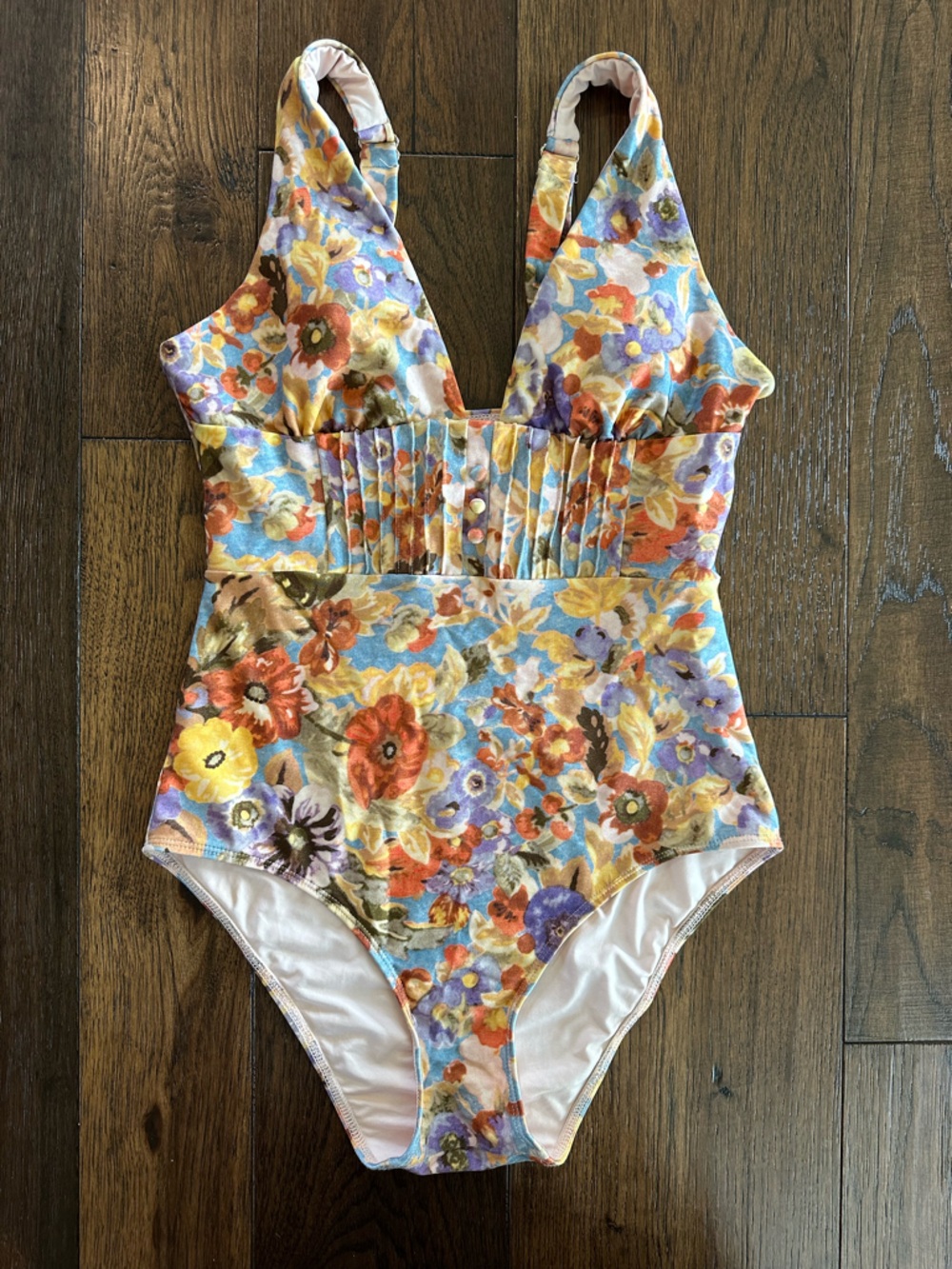 Chelsea + Violet Floral Women’s Halter One-Piece Swimsuit- size Medium